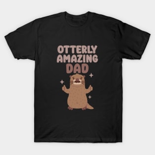 Funny Otter With Mustache Otterly Amazing Dad Pun T-Shirt